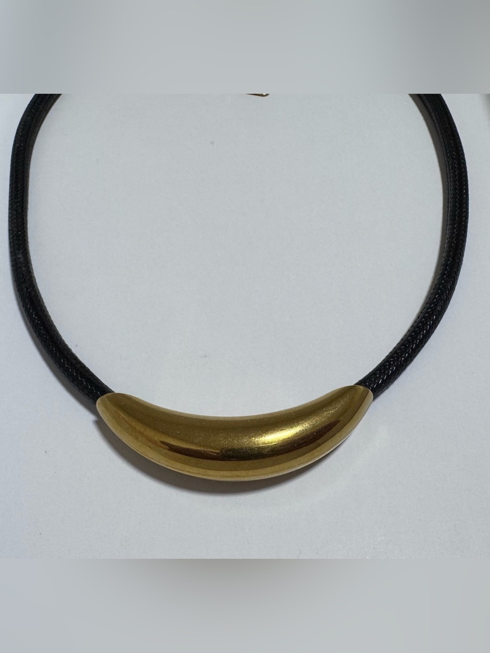 18K Gold-Plated Black leather Cord Pendant Necklace with Adjustable Chain - Picture 3 of 6